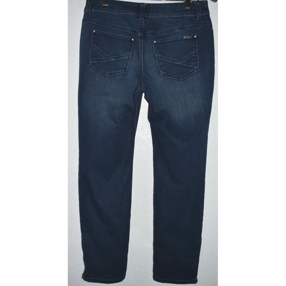 Chicos 00 Sz 2 So Slimming Zip Ankle Stretch Denim Blue Jeans 5-Pocket Straight - Picture 13 of 16